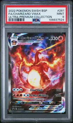 2022 POKEMON SWSH BLACK STAR PROMO #261 FULL ART/CHARIZARD VMAX PSA 9 - Image 1