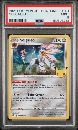 2021 POKEMON CELEBRATIONS #021 SOLGALEO PSA 9 - Image 1