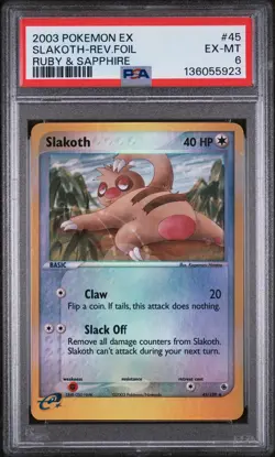 2003 POKEMON EX RUBY & SAPPHIRE #45 SLAKOTH-REVERSE FOIL PSA 6 - Image 1