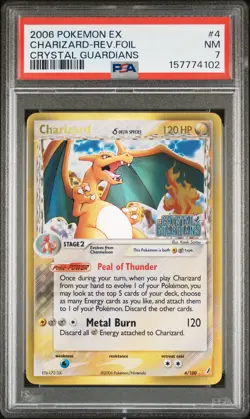 2006 POKEMON EX CRYSTAL GUARDIANS #4 CHARIZARD-REVERSE FOIL PSA 7 - Image 1