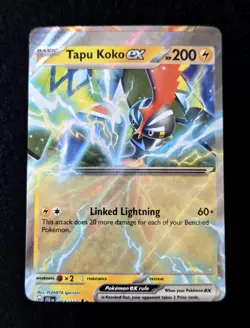 Pokemon Journey Together ENGLISH Tapu Koko Ex 51/159 ** Ink Dot Miscut Error ** - Image 1
