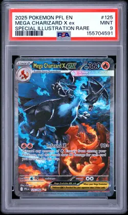2025 POKEMON PFL EN-PHANTASMAL FLAMES #125 MEGA CHARIZARD X EX PSA 9 - Image 1