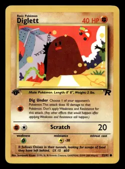 Diglett 52/82 Common Team Rocket 1st Edition WOTC Pokemon NM - Image 1