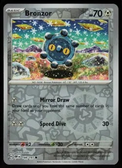Bronzor 144/197 Common Obsidian Flames Pokemon Reverse Holo Near Mint - Image 1