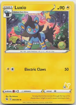 Luxio (#14 Pikachu Stamped) 092/264 Promo Battle Academy 2022 Pokemon Near Mint - Image 1