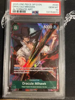 One Piece TCG CCG OP12-030 DRACULE MIHAWK Alt Art Legacy Master PSA 10 - Image 1