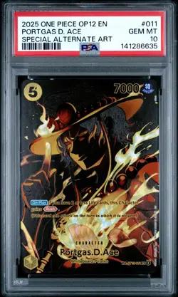 One pIece Portgas D. Ace SP Alt Art OP12 Legacy of the Master ST13-011 PSA 10 - Image 1