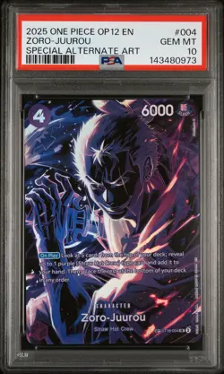 2025 ONE PIECE OP12-LEGACY OF THE MASTER #004 ZORO-JUUROU PSA 10 - Image 1