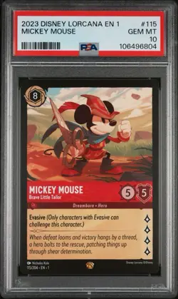 2023 Disney Lorcana EN 1 Mickey Mouse Brave Little Tailor #115 PSA 10 - Image 1