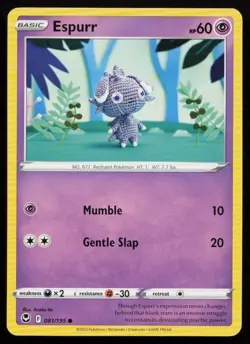 Espurr 081/195 Common Silver Tempest Pokemon Lightly Played - Image 1