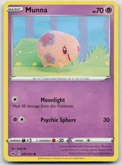 Munna 087/202 Common Sword & Shield Pokemon Near Mint - Image 1