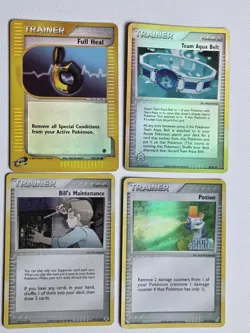 Pokemon Trainer Holo Set (4): Full Heal, Team Aqua Belt, Potion Stamped, Bill's - Image 2