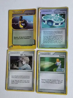 Pokemon Trainer Holo Set (4): Full Heal, Team Aqua Belt, Potion Stamped, Bill's - Image 3