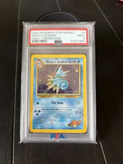 2000 POKEMON GYM HEROES HOLO PRERELEASE #9 MISTY'S SEADRA PSA 9 - Image 1