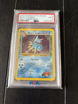 2000 POKEMON GYM HEROES HOLO PRERELEASE #9 MISTY'S SEADRA PSA 9 - Image 3