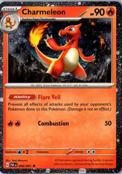 Charmeleon (Cosmo Holo) Pokemon Paldean Fates 008/091 NM/M - Image 1