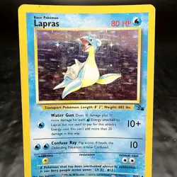 Lapras Fossil Holo Rare 10/62 Unlimited Pokemon TCG Card WOTC 1999 MP ⭐ - Image 1