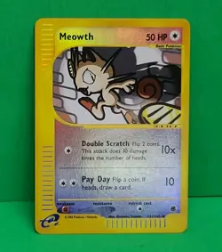 Pokemon TCG Expedition Base Set E-Series Meowth 121/165 Reverse Holo LP Card - Image 1
