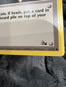 1999 Trainer Recycle 61/62 Fossil Set Pokemon Trading Card Game Wizards of Coast - Image 3