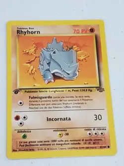 Rhyhorn 61/64 1st Edition NM Near Mint Jungle Set Non-Holo Pokemon Card - Image 1