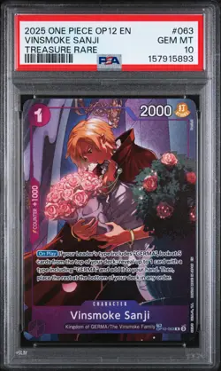 One Piece PSA 10 Vinsmoke Sanji OP12-063 Legacy of the Master 2025 - Image 1