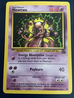 Pokemon Mewtwo Black Star Promo #14 Non-Holo Rare Card WOTC 1999 Vintage - Image 1