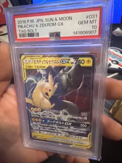 PSA 10 Pikachu & Zekrom GX 031/095 Tag Bolt Japanese Tag Team Pokemon Card - Image 1