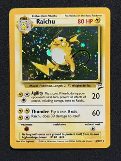 Raichu - 16/130 - Pokemon Base Set 2 Holo Rare Card WOTC LP - Image 1