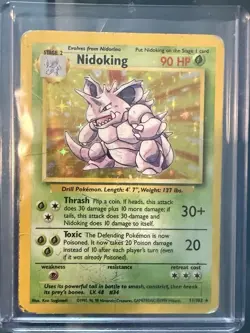 Pokemon TCG Base Set Nidoking Unlimited Holo Rare Card 11/102 1999 - Image 1