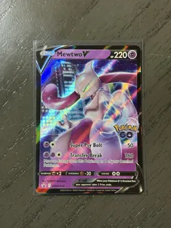 Pokemon TCG Card Mewtwo V SWSH223 Pokemon Go Stamped Black Star Promo - Image 1