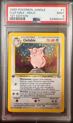 1999 POKEMON JUNGLE 1ST EDITION #1/64 CLEFABLE HOLO PSA 9 - Image 1