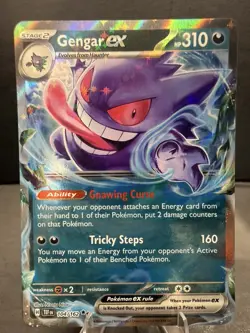 Gengar ex 104/162 SV05: Temporal Forces Holo Double Rare Pokemon Near Mint - Image 1