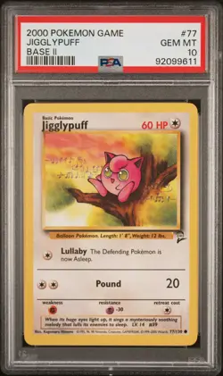 2000 Pokemon Base Set 2 Jigglypuff #77 PSA 10 Gem Mint - Image 1