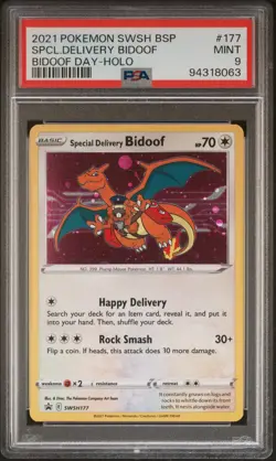 2021 POKEMON SWSH BLACK STAR PROMO BIDOOF DAY SPECIAL DELIVERY BIDOOF-HOLO PSA 9 - Image 1