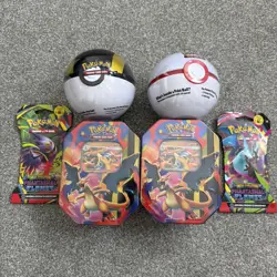 Pokemon Phantasmal Flames big tin x2 + 2x booster pack + Pokeball tin x2 E25 - Image 1