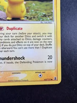 2005 Pokemon Ditto (Pikachu) 63/113 Ex Delta Species Non-Holo Regular. - Image 5
