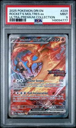 2025 POKEMON DRI EN-DESTINED RIVALS #229 TEAM ROCKET'S MOLTRES EX PSA 9 - Image 1