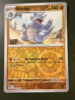 Pokemon TCG Rhydon 75/142 Stellar Crown SV7 Reverse Holo NM - Image 1