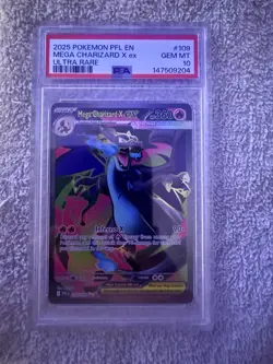 2025 POKEMON PFL EN PHANTASMAL FLAMES ULTRA RARE #109 MEGA CHARIZARD X EX PSA 10 - Image 1