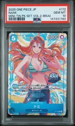 2025 ONE PIECE JAPANESE MINI-TIN PACK SET VOL.2 BISAI #112 NAMI PSA 10 - Image 1