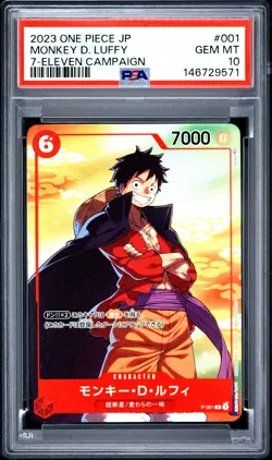 2023 ONE PIECE JAPANESE PROMOS 7-ELEVEN CAMPAIGN #001 MONKEY D. LUFFY PSA 10 - Image 1
