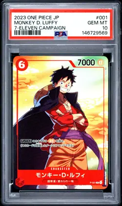2023 ONE PIECE JAPANESE PROMOS 7-ELEVEN CAMPAIGN #001 MONKEY D. LUFFY PSA 10 - Image 1