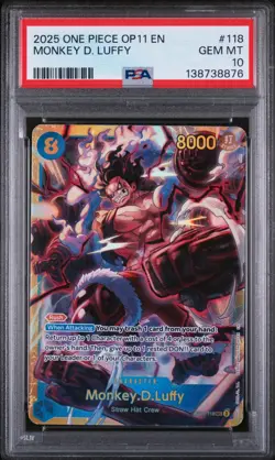 2025 One Piece Op11-118 A Fist of Divine Speed Monkey D. Luffy #118 SEC PSA 10 - Image 1