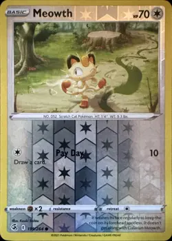 Meowth 199/264 Common Fusion Strike Pokemon Reverse Holo Near Mint - Image 1