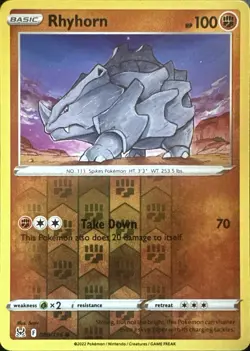 Rhyhorn 089/196 Common Lost Origin Pokemon Reverse Holo Near Mint - Image 1