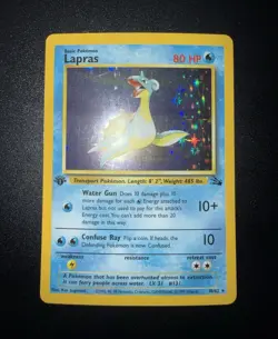 Pokemon TCG Lapras 10/62 Fossil Holo Rare 1st Edition English 80 HP - Image 1