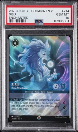 2023 DISNEY LORCANA EN 2-RISE OF THE FLOODBORN SISU - DIVINE WATER DRAGON PSA 10 - Image 1
