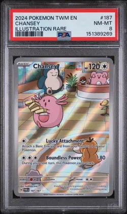 2024 Pokemon Twilight Masquerade Chansey Illustration Rare Card #187/167 PSA 8 - Image 1