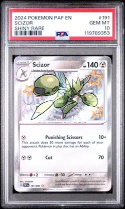 2024 POKEMON PAF EN PALDEAN FATES 191 SCIZOR SHINY RARE PSA 10 - Image 1