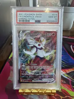 Pokemon TCG Cinderace VMAX Shining Fates Holo Ultra Rare Card 019/072 PSA Gem 10 - Image 1